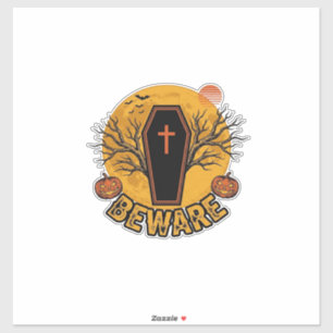 Sticker Chemise vintage citrouille cercueil Halloween méfi