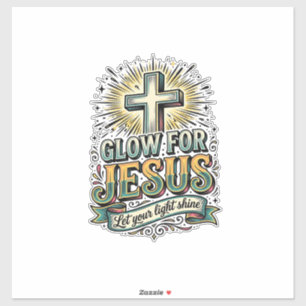 Sticker Chemise vintage de croix chrétienne Glow For Jesus