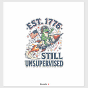 Sticker Chemise Vintage Frog Rocket Est 1776 Non Supervisé