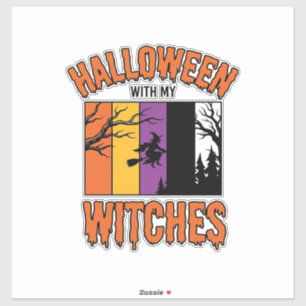 Sticker Chemise Vintage Halloween Sorcières Balai de Sorci