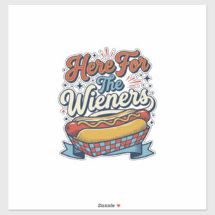 Sticker Chemise vintage hot dog Here For The Wieners_1