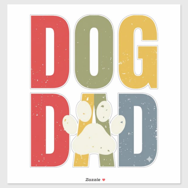 Sticker Chemise Vintage Papa Chien Empreinte de Patte Rétr (Feuille)