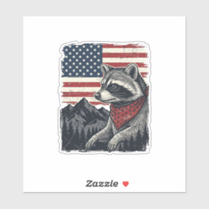 Sticker Chemise vintage patriotique Raccoon Mountain Flag 