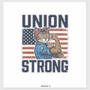 Sticker Chemise vintage patriotique travailleur félin unio