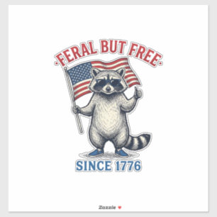 Sticker Chemise Vintage Raccoon Patriotique Sauvage Et Lib