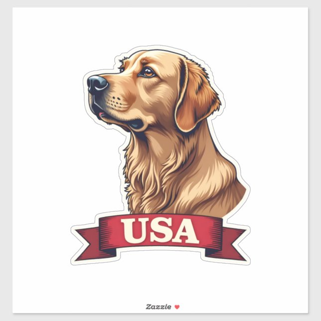 Sticker Chemise vintage USA avec gravure Golden Retriever (Feuille)