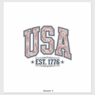 Sticker Chemise Vintage USA Établie 1776 Gravure Patriotiq