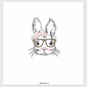 Sticker Chemise visage de lapin mignon Lunettes imprimées 