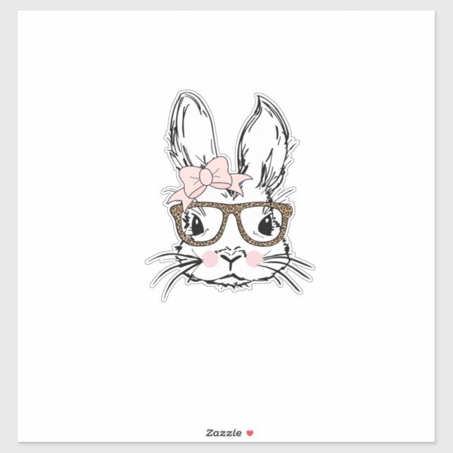 Sticker Chemise visage de lapin mignon Lunettes imprimées  (Feuille)