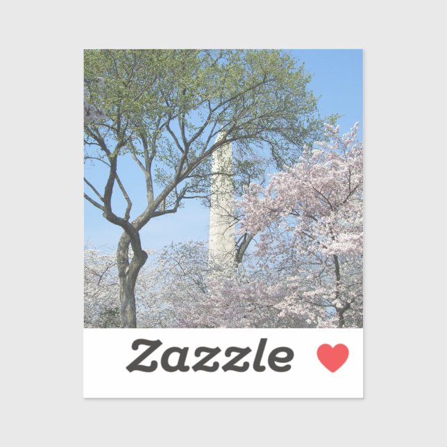Sticker Cherry Blossoms et le monument de Washington à DC (Feuille)
