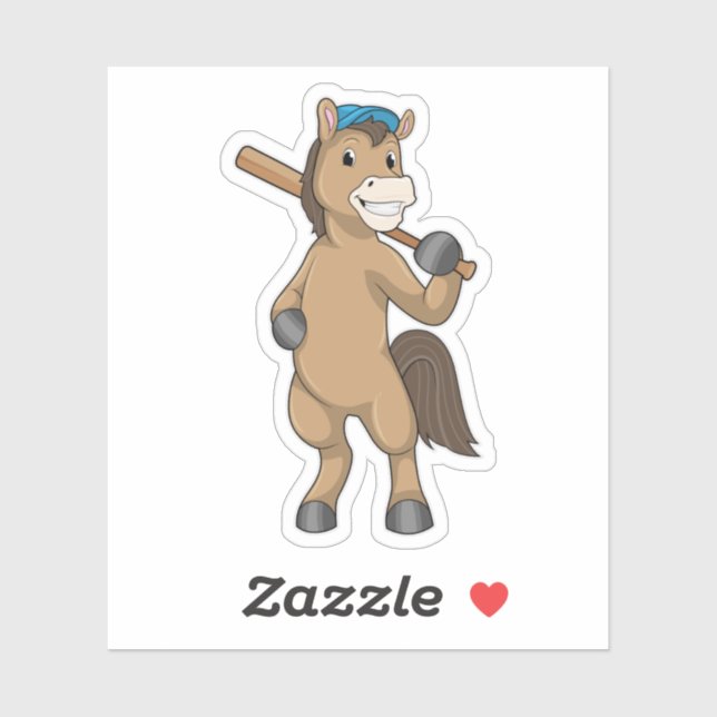 Sticker Cheval au baseball avec batte de baseball (Feuille)