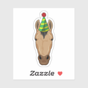 Sticker Cheval avec casquette de fête