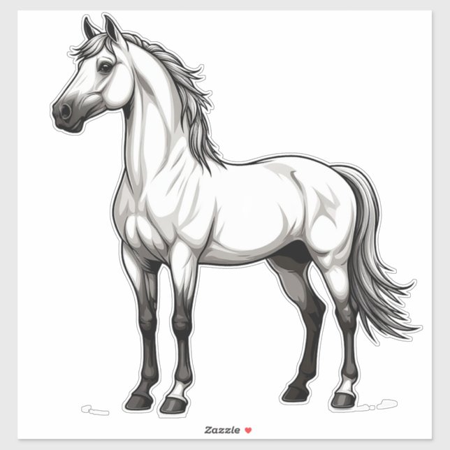 Sticker Cheval blanc (Feuille)