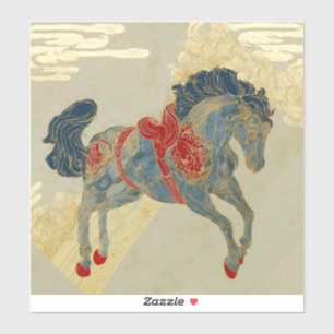 Sticker Cheval bleu royal orné