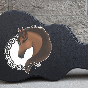 Sticker Cheval Brown celtique Jaune