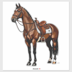 Sticker Cheval Brun Avec Selle