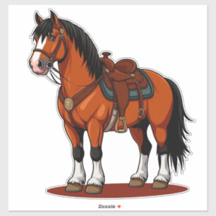 Sticker Cheval Brun Avec Selle
