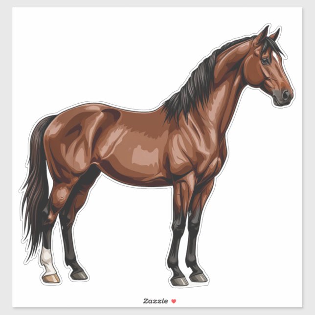 Sticker Cheval brun élégant (Feuille)