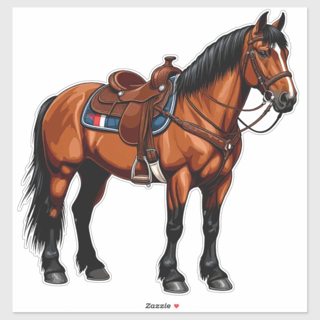 Sticker Cheval brun élégant (Feuille)