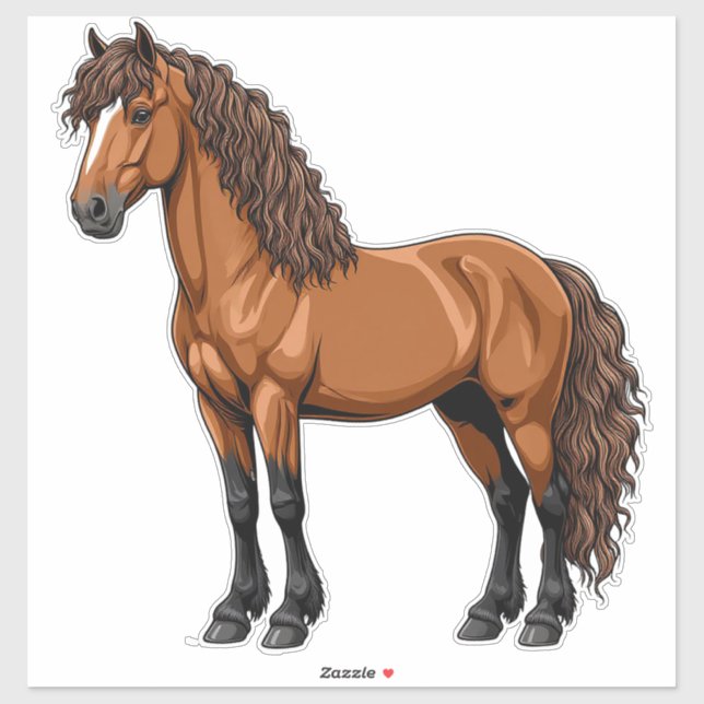 Sticker Cheval brun élégant (Feuille)