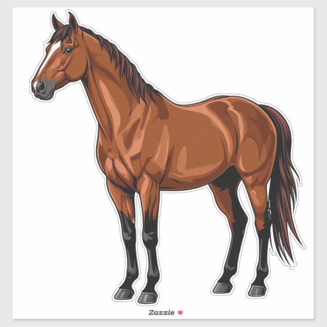 Sticker Cheval brun élégant (Feuille)
