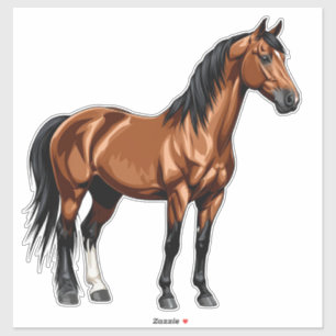 Sticker Cheval Brun Élégant