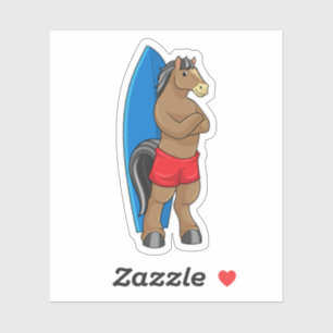 Sticker Cheval comme Surfer avec Surfboard