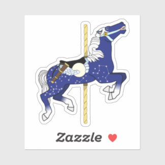 Sticker Cheval de carrousel avec motif de ciel nocturne