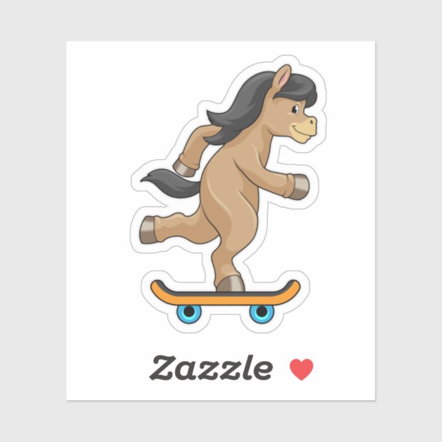 Sticker Cheval en Patinage avec Skateboard (Feuille)
