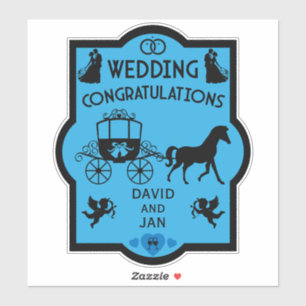 Sticker Cheval Et Panier Romantique Mariage
