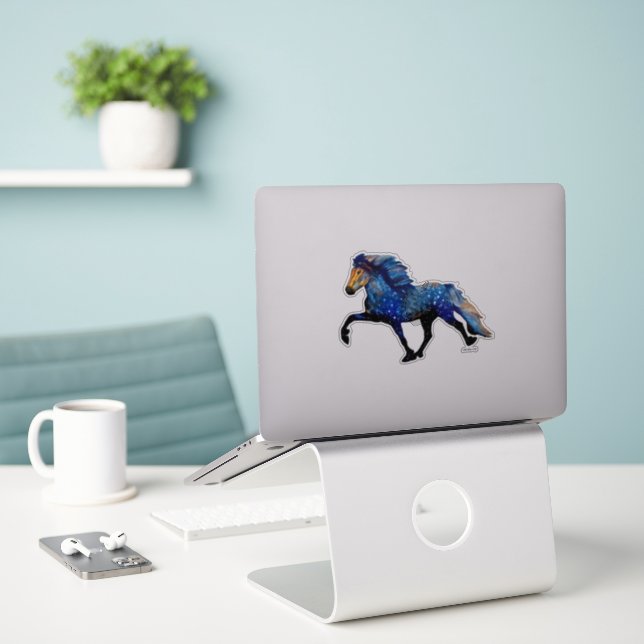 Sticker Cheval islandais Nuit étoilée (Ordinateur portable sur le bureau)