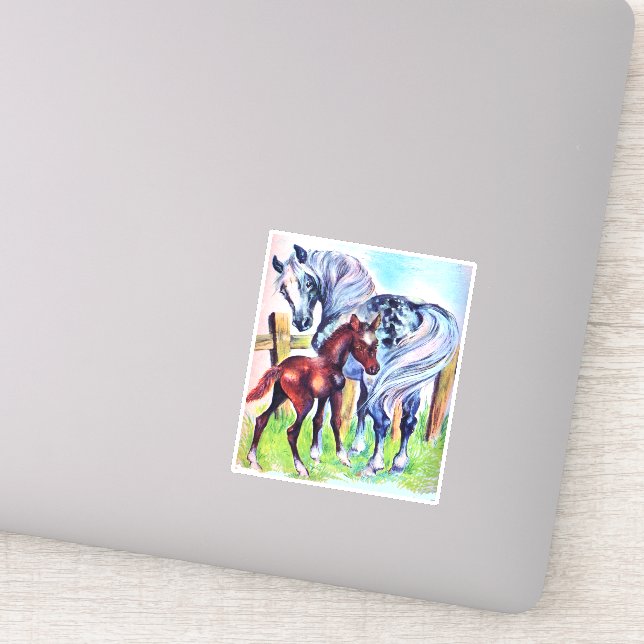 Sticker Cheval-mère tacheté gris avec Colt Brown par clôtu (Détail)