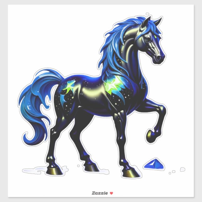 Sticker Cheval Mystique à Crinière Étoilée (Feuille)