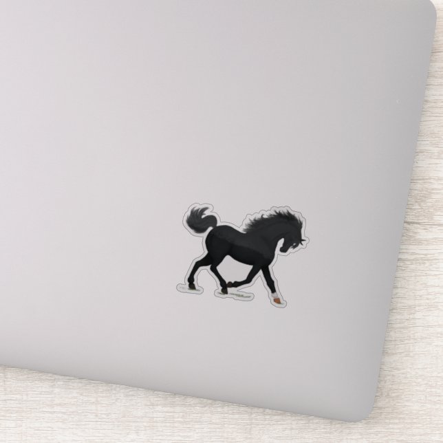 Sticker Cheval Noir Trotting Avec Star & Sock Beauté Noire (Détail)