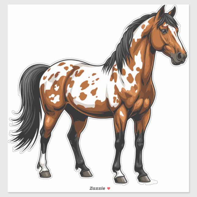Sticker Cheval Paintball Bold Debout Dans Un Champ Herbeux (Feuille)