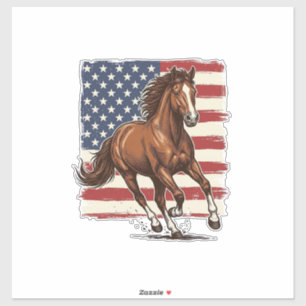 Sticker Cheval Patriotique Vintage Création Vectorielle We