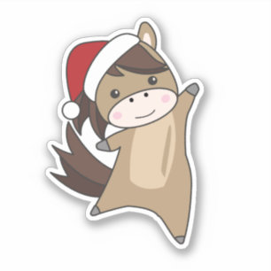 Sticker Cheval Pony Noël Neige Hiver Animaux Chevaux St