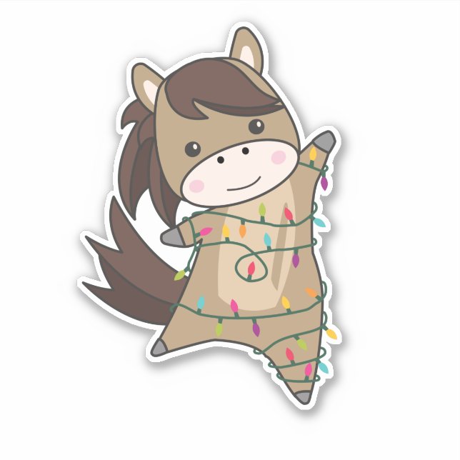 Sticker Cheval Pony Noël Neige Hiver Animaux Chevaux St (Devant)