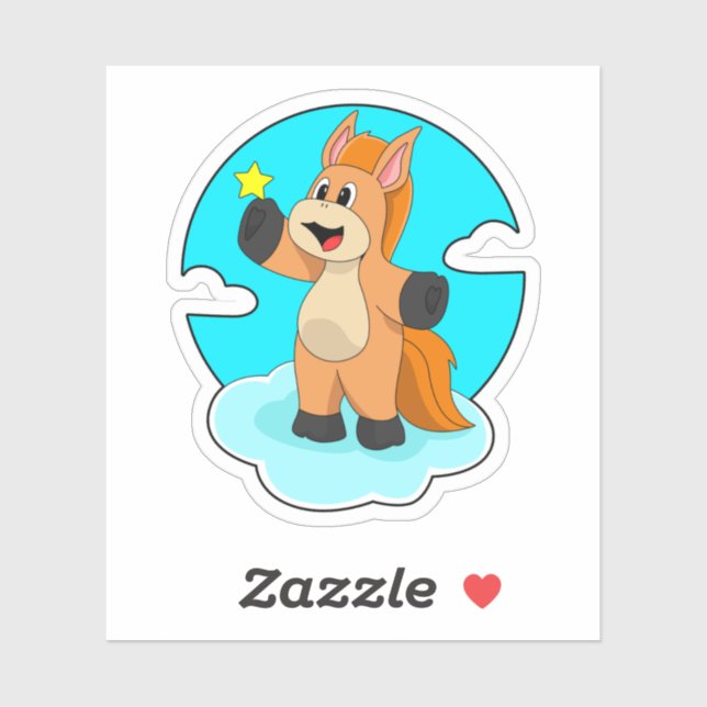 Sticker Cheval sur nuages (Feuille)