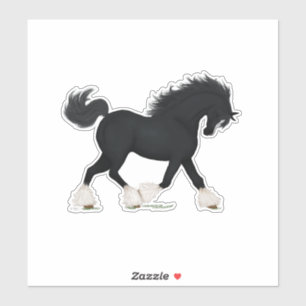 Sticker Cheval Trotting noir avec lame
