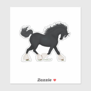 Sticker Cheval Trotting noir avec lame