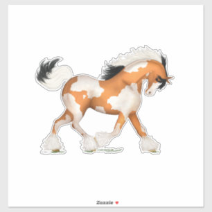 Sticker Cheval Tzigane Pinto d'or sur l'équestre