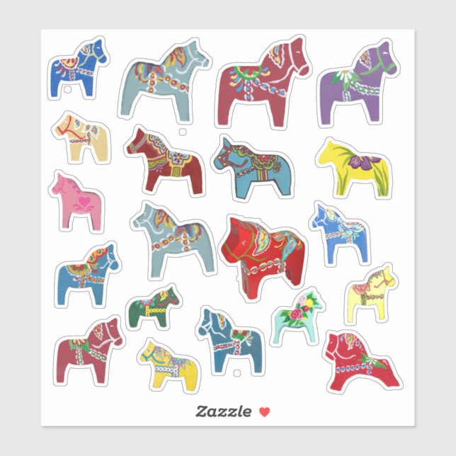 Sticker Chevaux Dala multicolores (Feuille)