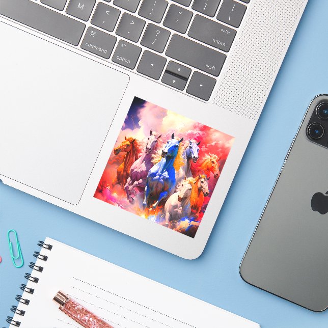 Sticker Chevaux d'art (Ordinateur portable avec iPhone)