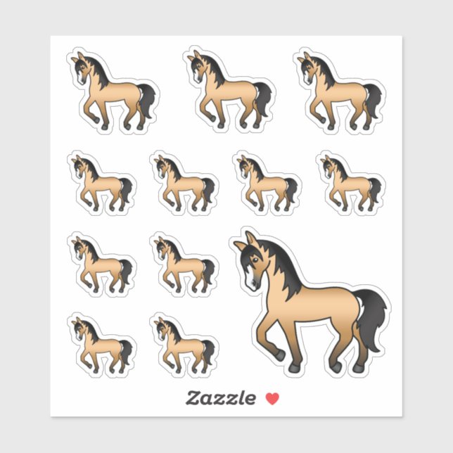 Sticker Chevaux trotteurs de dessin animé mignons couleur  (Feuille)