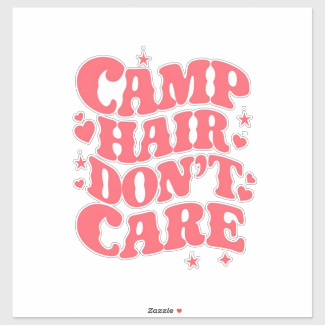 Sticker Cheveux de camping, on s'en fiche Filles de campin (Feuille)