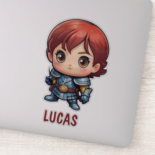 Sticker Chibi Chevalier Enfant Personnalisé Vinyle (Détail)