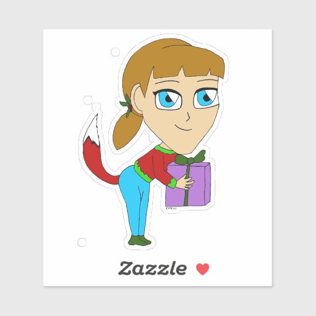 Sticker chibi foxy fille (Feuille)