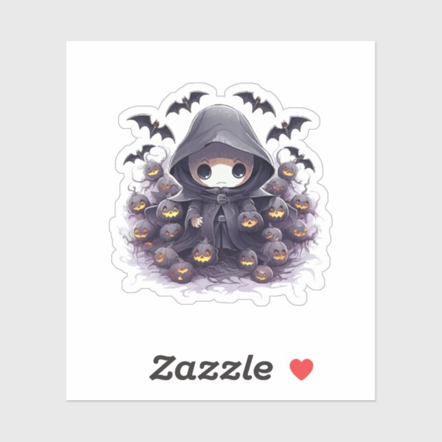 Sticker Chibi Grim Reaper Halloween - Fantastique sombre a (Feuille)
