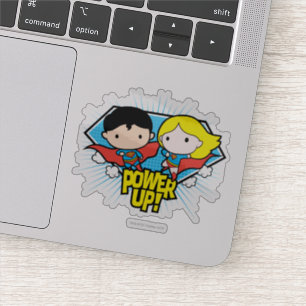 Sticker Chibi Superman & Chibi Supergirl Power Up!